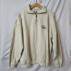 Tommy Bahama Relax Aruba Quartet Zip Pullover Mens XL Cream Cotton Thick